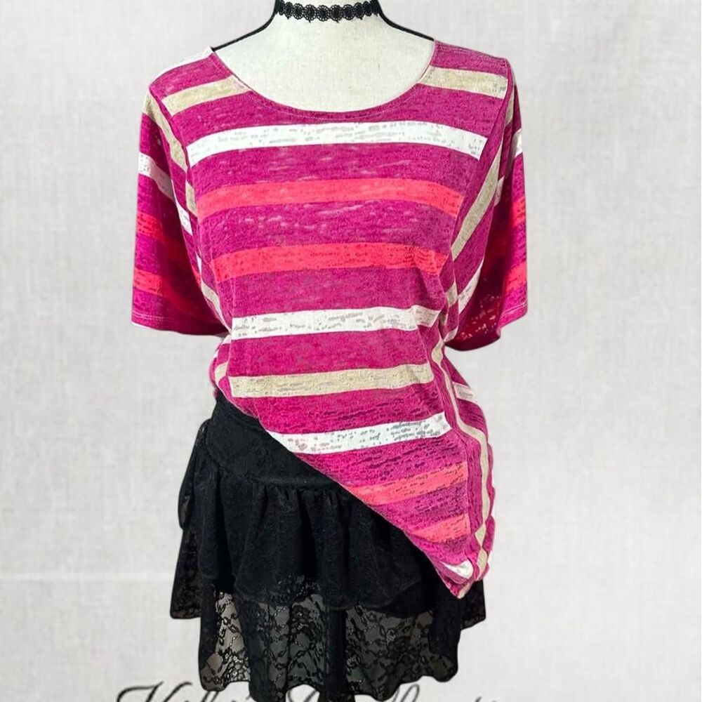 Y2K Style Pink and White Striped Casual Top